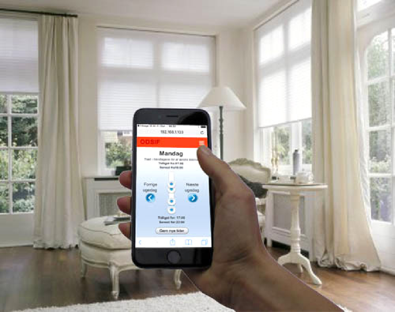 Smarthome med gardiner rullegardiner og vinduer