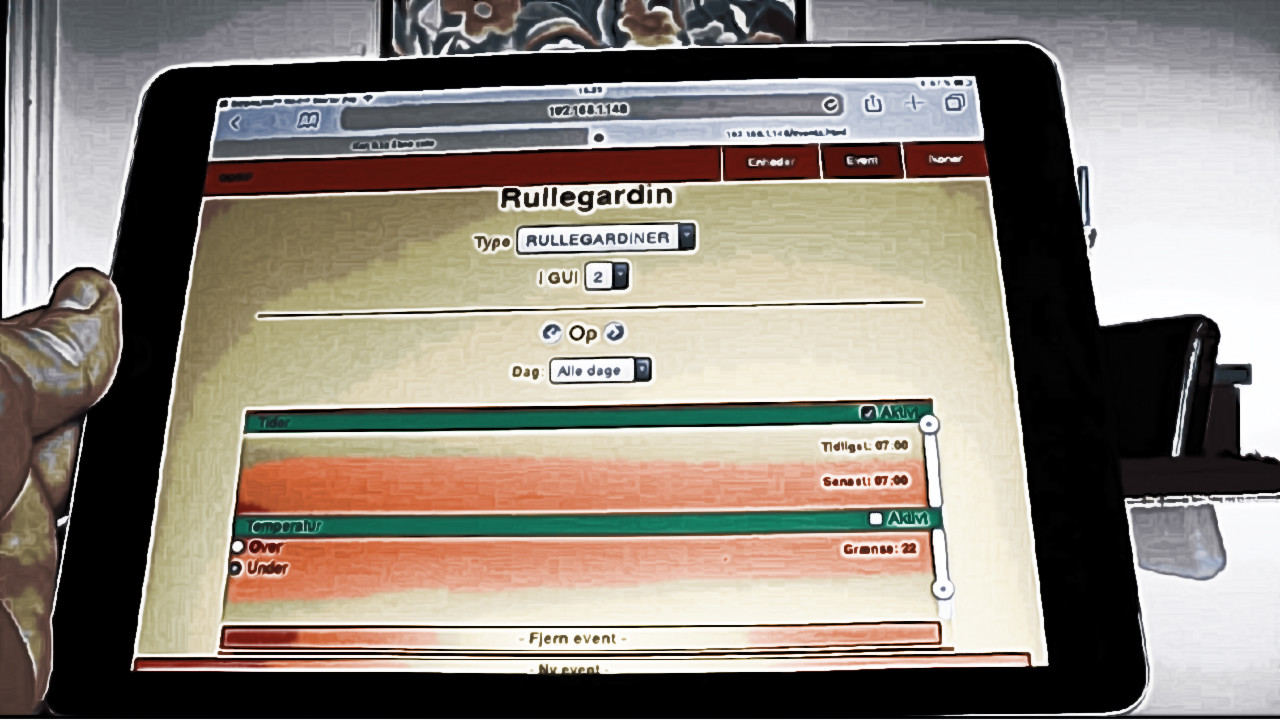 Set automatic times for roller blinds, window openers, and lights